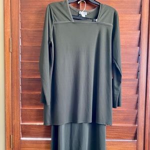 Light weight two piece blouse and long skirt set khaki color SIZE M/L fits large